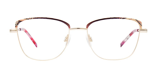 Takumi TK1118 Eyeglasses with Clip-on Sunglasses / Size 52 / Burgundy & Shiny Gold