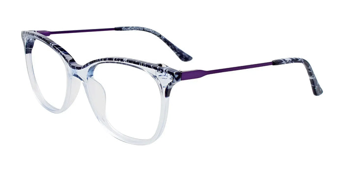 Takumi TK1121 Eyeglasses with Clip-on Sunglasses | Size 52 / Blue Marbled & Crystal Light Blue