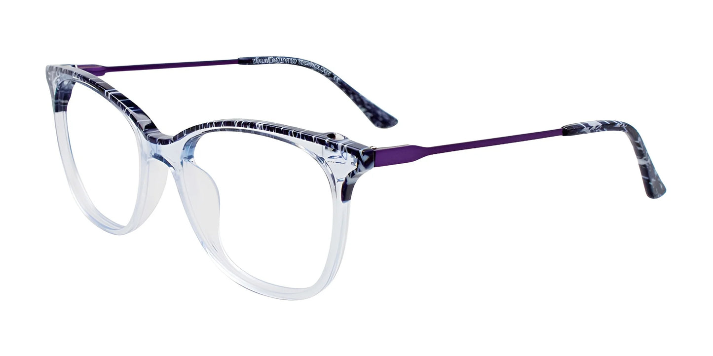 Takumi TK1121 Eyeglasses with Clip-on Sunglasses Blue Marbled & Crystal Light Blue