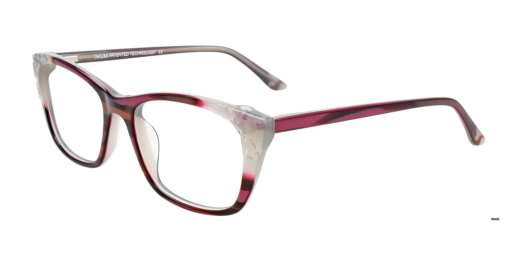 Takumi TK1122 Eyeglasses with Clip-on Sunglasses Pink Marbled & Light Grey