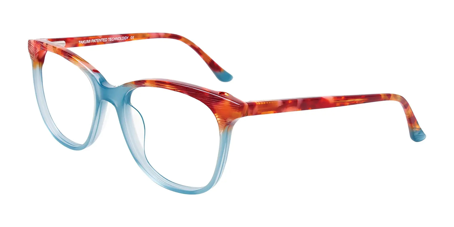 Takumi TK1123 Eyeglasses with Clip-on Sunglasses Blue & Demi Pink