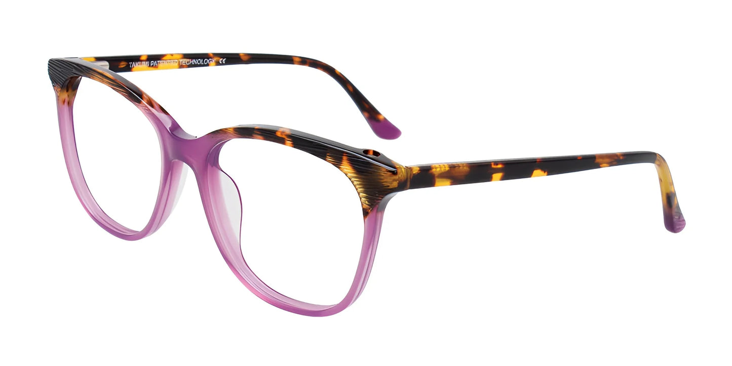 Takumi TK1123 Eyeglasses with Clip-on Sunglasses Purple & Demi Amber