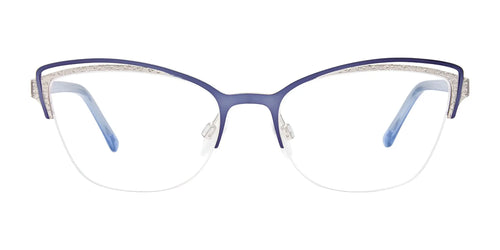Takumi TK1124 Eyeglasses with Clip-on Sunglasses / Size 52 / Satin Blue & Silver