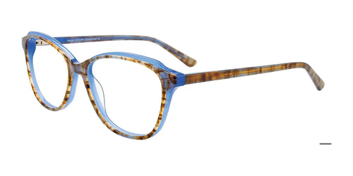 Takumi TK1126 Eyeglasses with Clip-on Sunglasses / Size 53 / Brown Mabrled & Blue