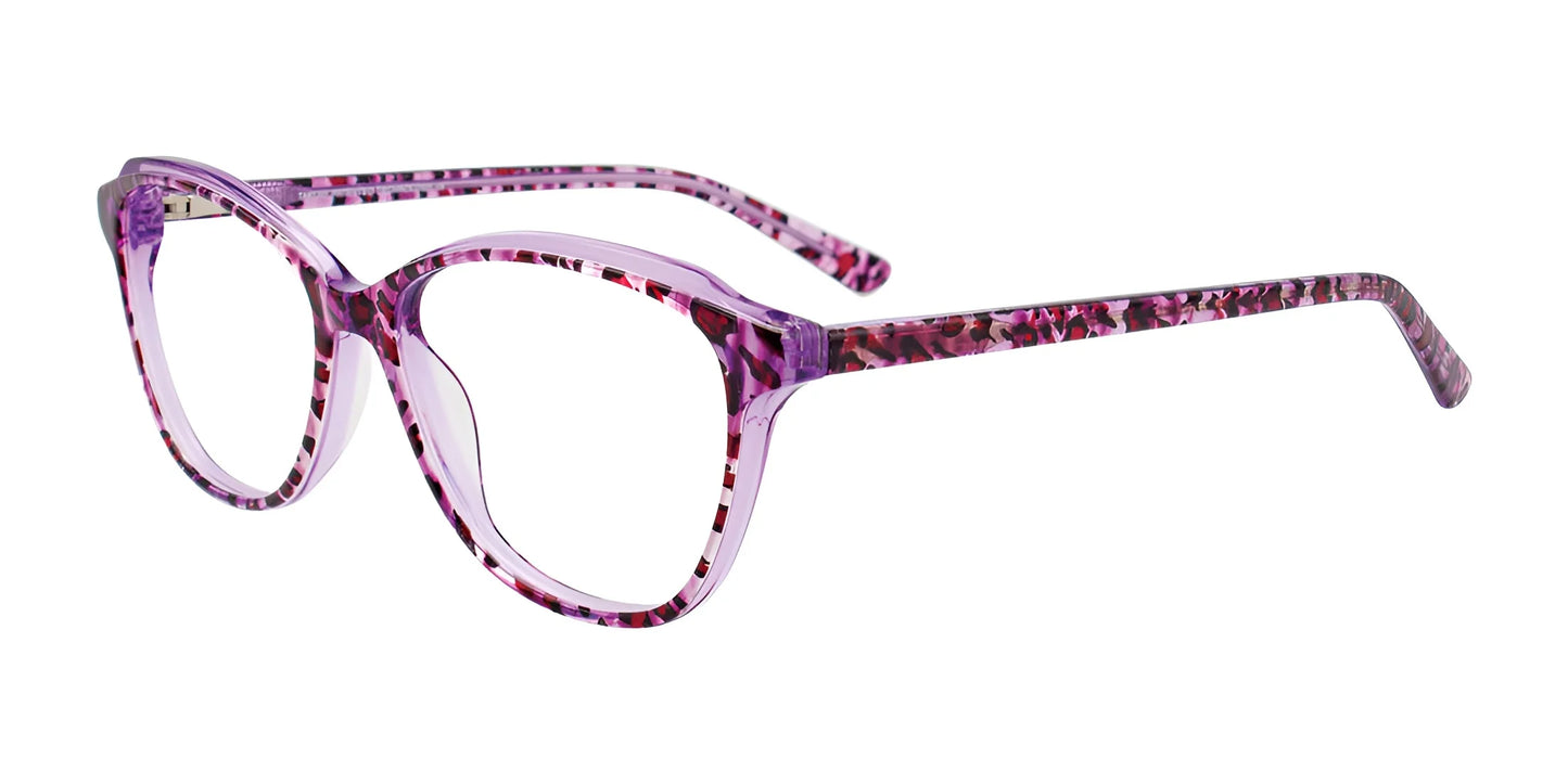Takumi TK1126 Eyeglasses with Clip-on Sunglasses Purple Crystal With Animal Print