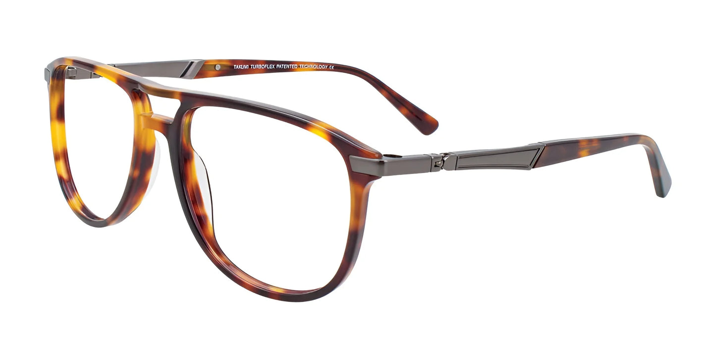 Takumi TK1127 Eyeglasses with Clip-on Sunglasses Demi Amber & Satin Steel