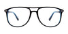 Takumi TK1127 Eyeglasses with Clip-on Sunglasses | Size 53 / Black & Blue Crystal & Satin Steel