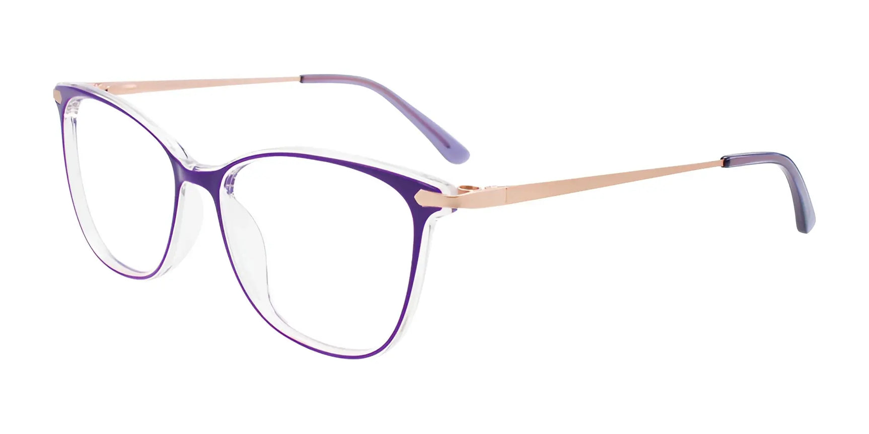 Takumi TK1128 Eyeglasses with Clip-on Sunglasses Violet & Crystal