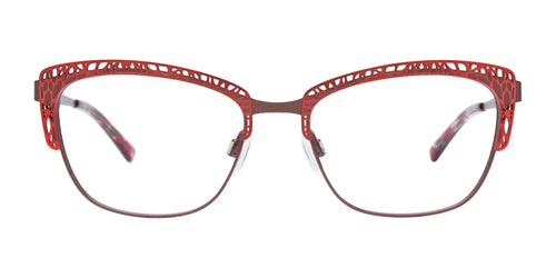 Takumi TK1130 Eyeglasses with Clip-on Sunglasses / Size 53 / Matt Dark Brown & Satin Red