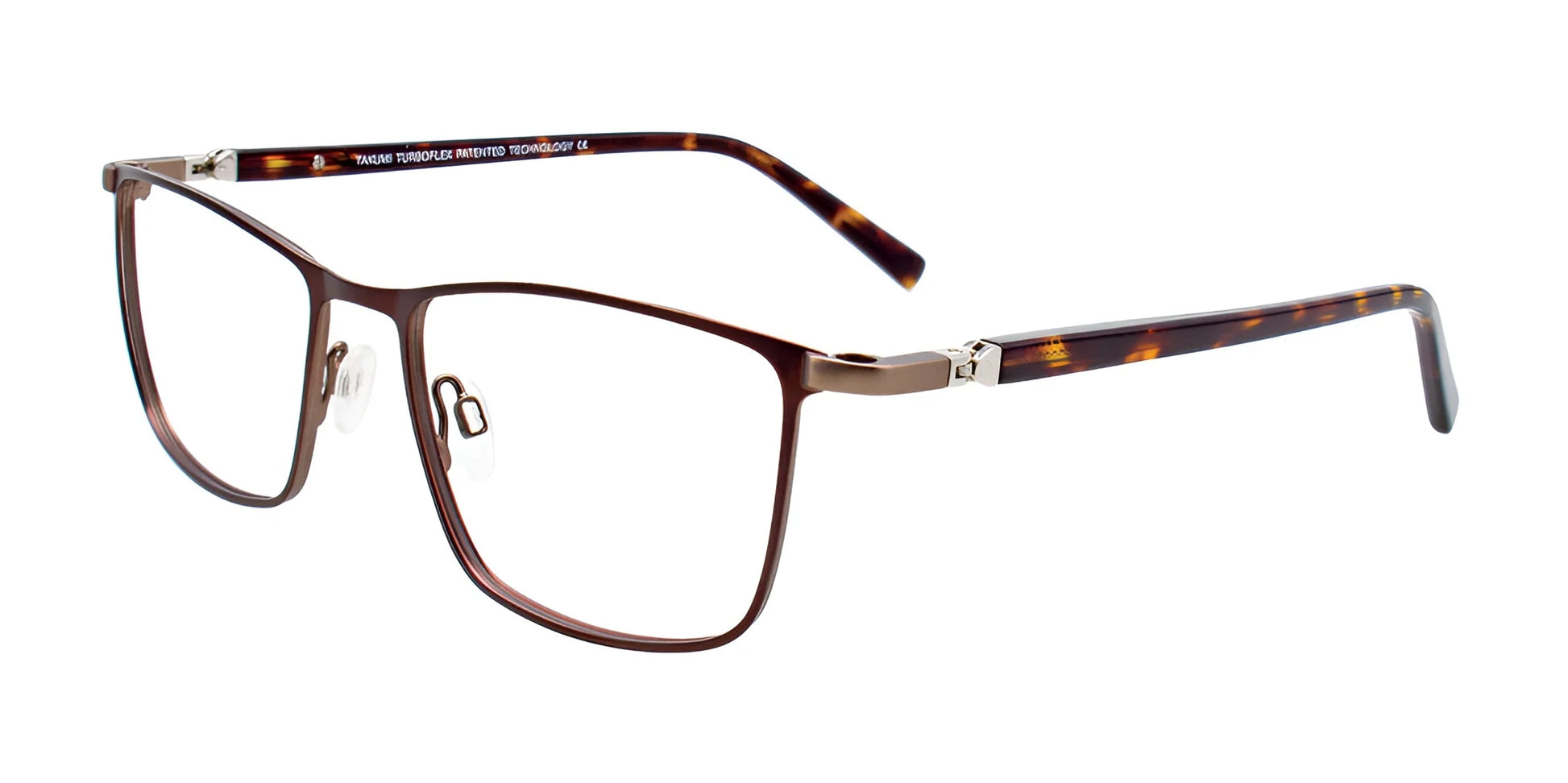 Takumi TK1131 Eyeglasses with Clip-on Sunglasses Matt Dark Brown & Dark Gold