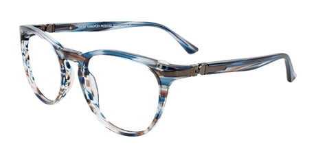 Takumi TK1132 Eyeglasses with Clip-on Sunglasses Blue & Brown & Crystal Marbled