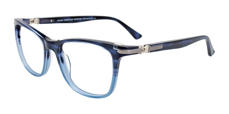 Takumi TK1133 Eyeglasses with Clip-on Sunglasses Dark Blue Marbled & Crystal Blue