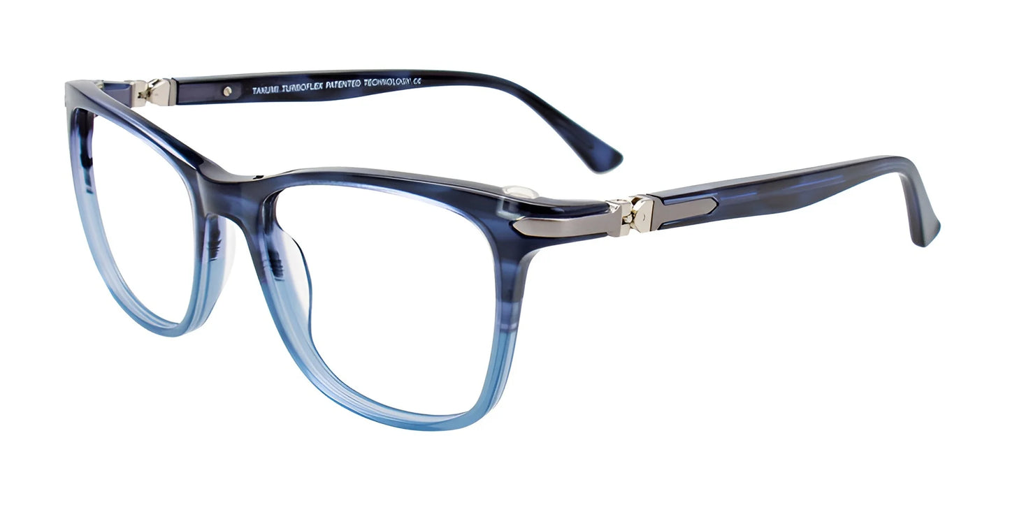 Takumi TK1133 Eyeglasses with Clip-on Sunglasses Dark Blue Marbled & Crystal Blue