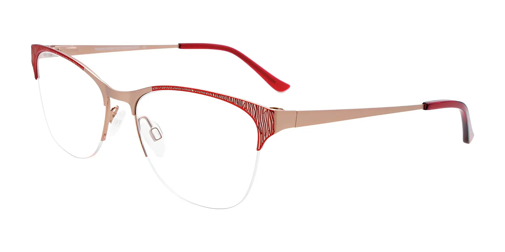 Takumi TK1138 Eyeglasses with Clip-on Sunglasses Red & Matt Gold