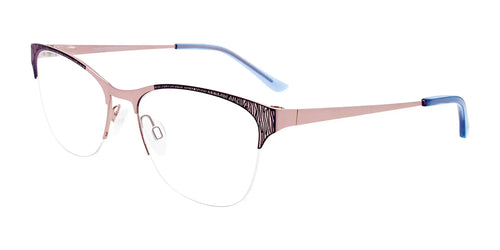 Takumi TK1138 Eyeglasses with Clip-on Sunglasses / Size 55 / Blue & Matt Light Pink