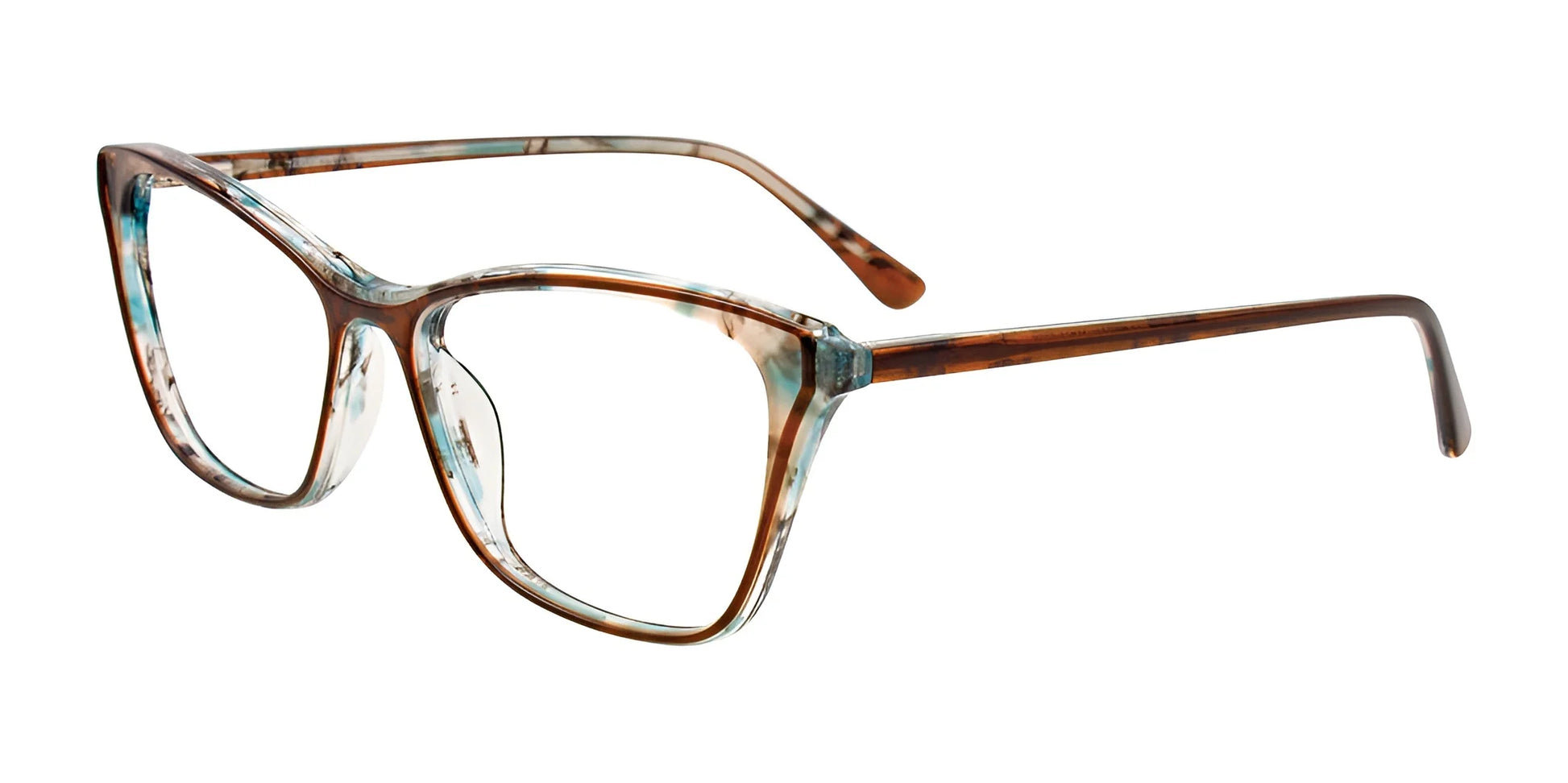 Takumi TK1141 Eyeglasses with Clip-on Sunglasses Brown & Aqua Marbled