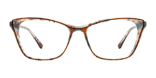 Takumi TK1141 Eyeglasses with Clip-on Sunglasses / Size 52 / Brown & Aqua Marbled