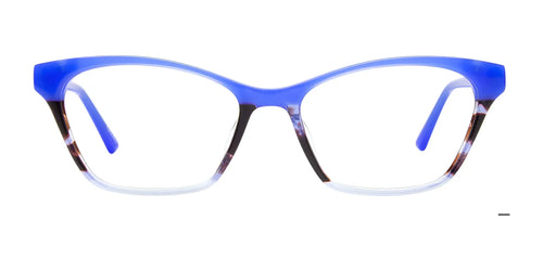 Takumi TK1144 Eyeglasses with Clip-on Sunglasses / Size 53 / Blue & Marbled Light Blue & Dark Brown