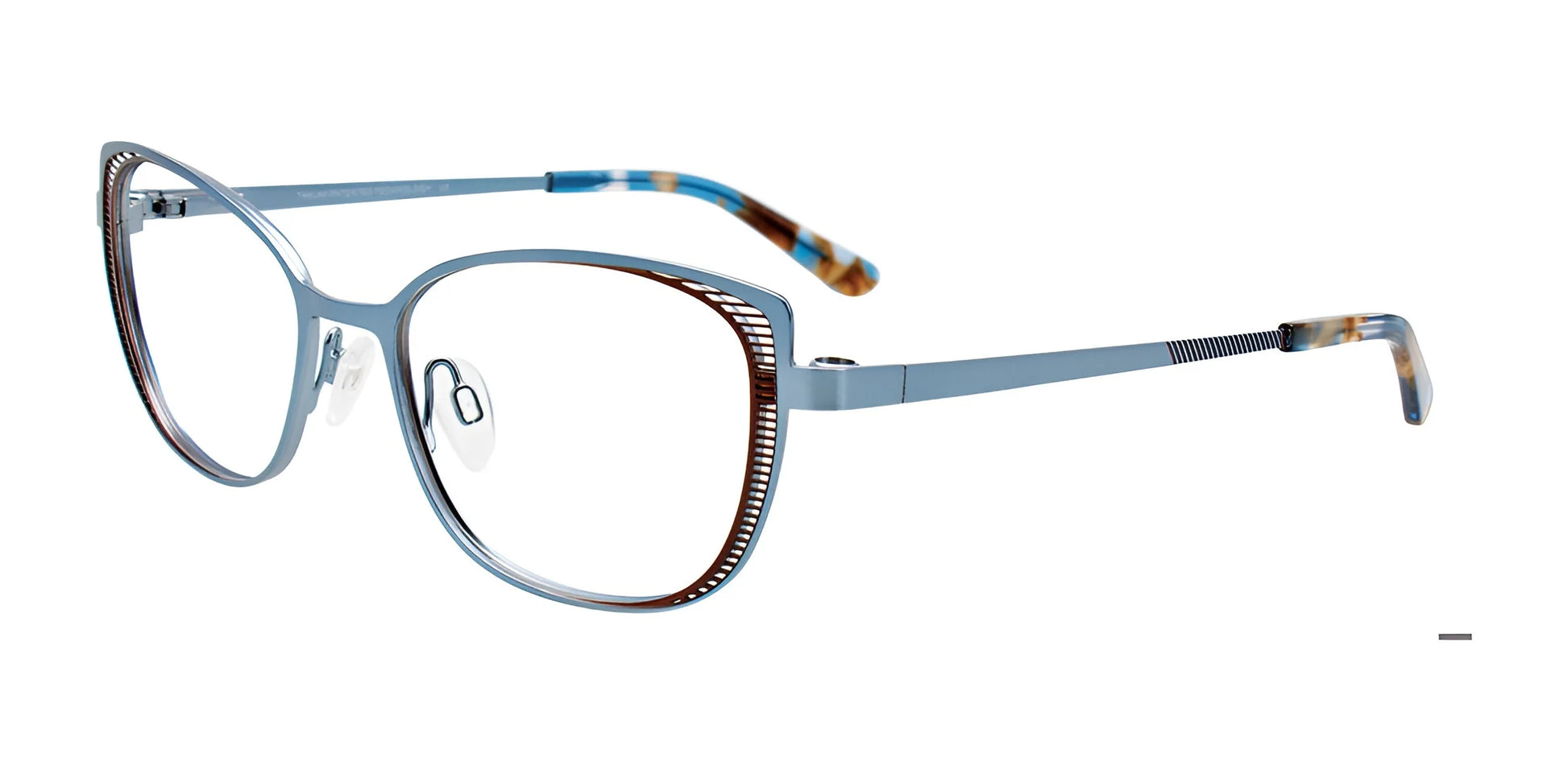 Takumi TK1148 Eyeglasses with Clip-on Sunglasses Matt Light Blue & Dark Brown