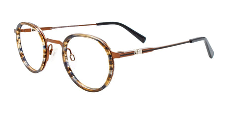 Takumi TK1153 Eyeglasses with Clip-on Sunglasses Brown Marbled & Satin Copper