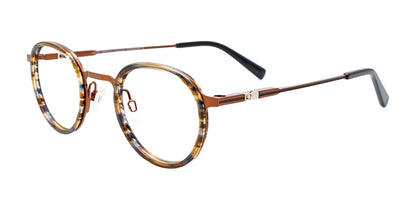 Takumi TK1153 Eyeglasses with Clip-on Sunglasses Brown Marbled & Satin Copper