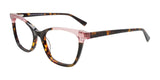 Takumi TK1154 Eyeglasses with Clip-on Sunglasses Brown & Amber Marbled & Crystal Pink