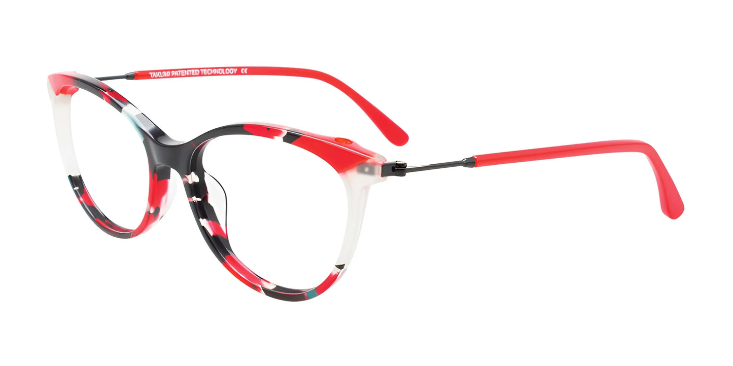 Takumi TK1155 Eyeglasses with Clip-on Sunglasses Red & Black Marbled & Red & Crystal