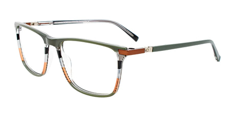 Takumi TK1156 Eyeglasses with Clip-on Sunglasses Green & Multicolor Lines & Copper