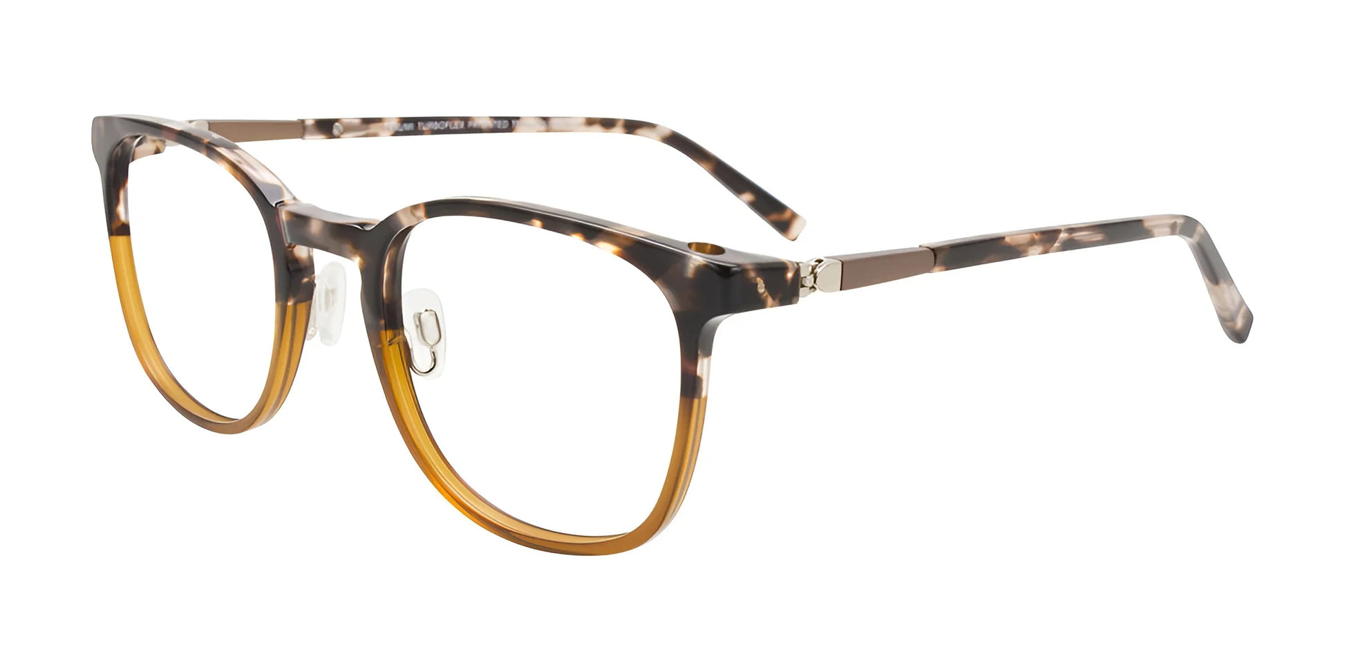 Takumi TK1159 Eyeglasses with Clip-on Sunglasses Demi Brown & Caramel