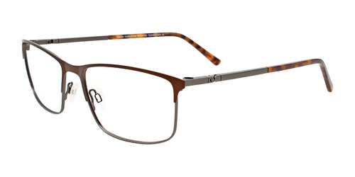 Takumi TK1163 Eyeglasses with Clip-on Sunglasses / Size 58 / Satin Brown & Dark Steel