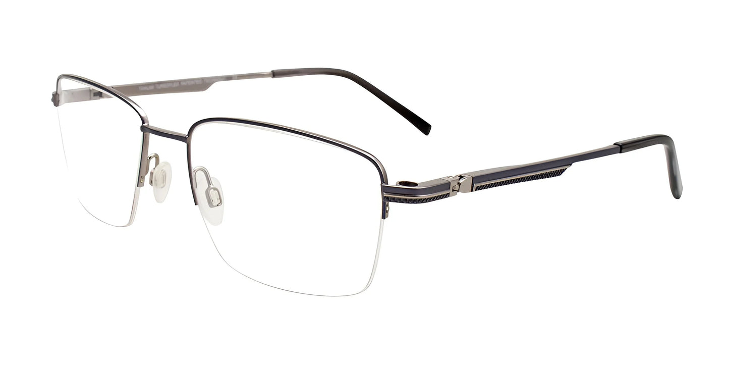 Takumi TK1166 Eyeglasses with Clip-on Sunglasses Matt Steel Blue & Matt Silver