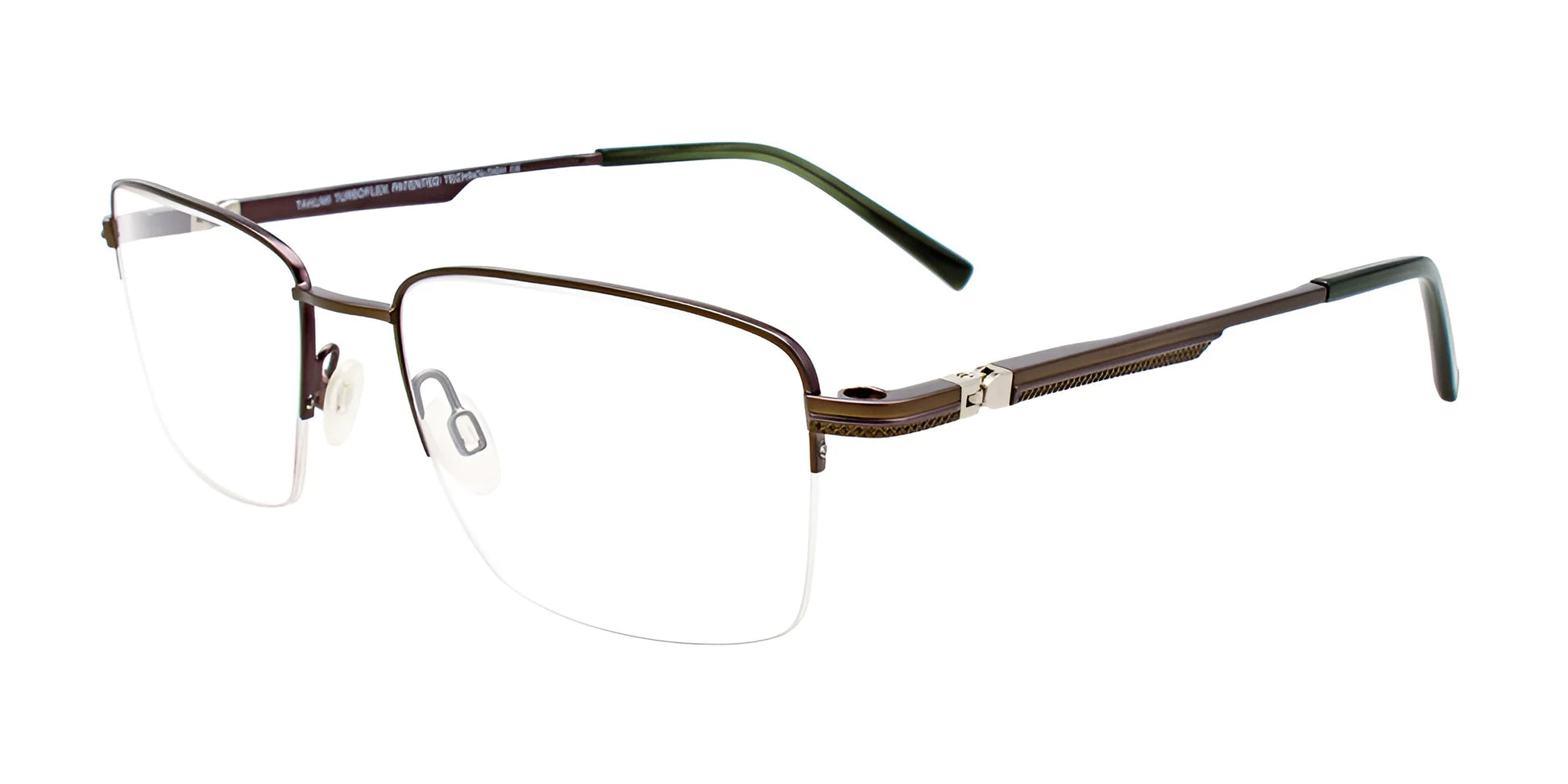 Takumi TK1166 Eyeglasses with Clip-on Sunglasses Matt Olive & Matt Steel