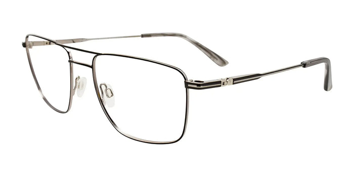 Takumi TK1167 Eyeglasses with Clip-on Sunglasses | Size 57 / Matt Black & Shiny Silver