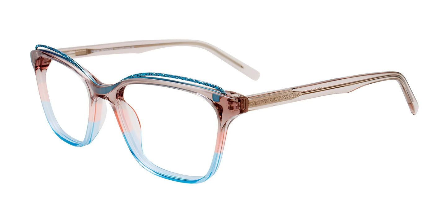 Takumi TK1172 Eyeglasses with Clip-on Sunglasses Crystal Light Brown & Salmon & Turquoise
