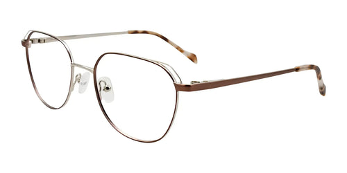 Takumi TK1175 Eyeglasses with Clip-on Sunglasses / Size 51 / Matt Light Brown & Shiny Silver