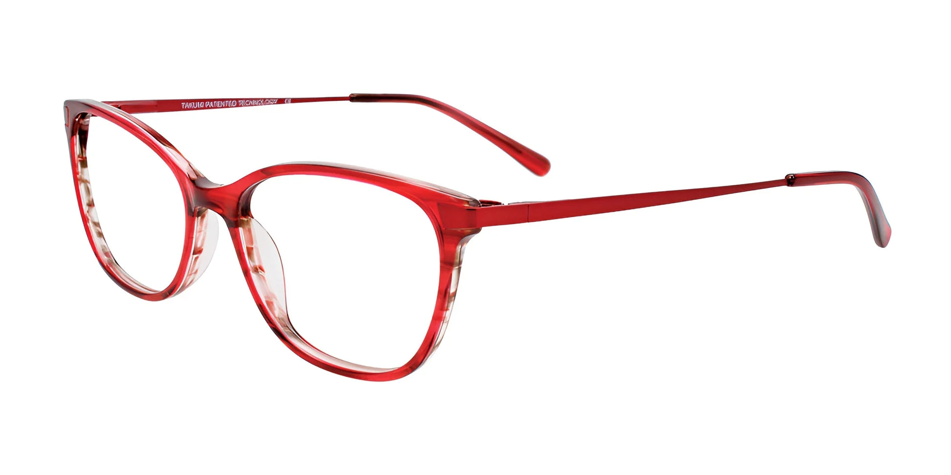 Takumi TK1183 Eyeglasses with Clip-on Sunglasses Red Brown Stripes / Satin Red