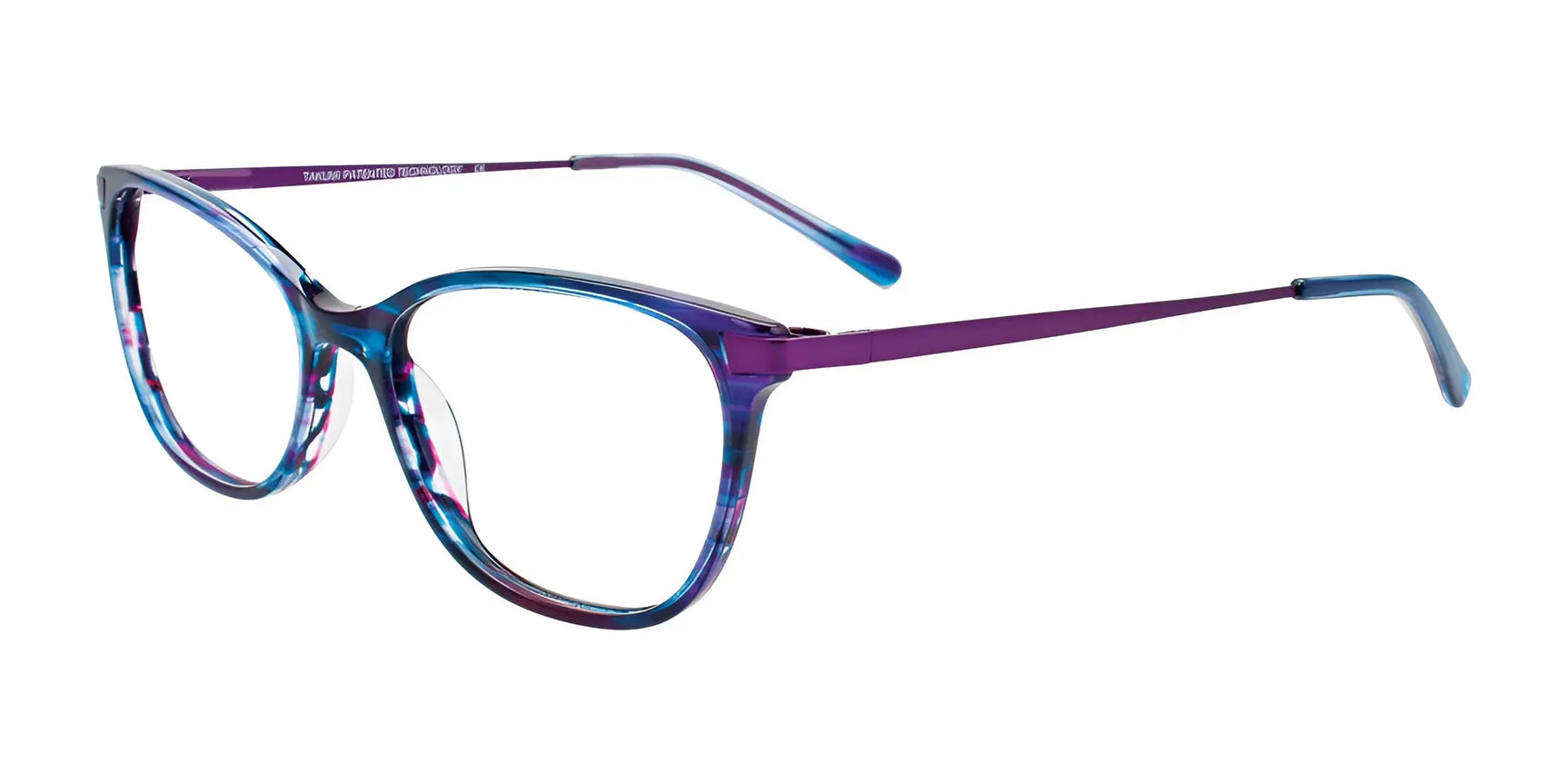 Takumi TK1183 Eyeglasses with Clip-on Sunglasses Blue Purple Strip / Sat Purp