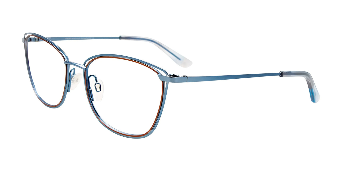 Takumi TK1186 Eyeglasses with Clip-on Sunglasses Blue & Light Brown