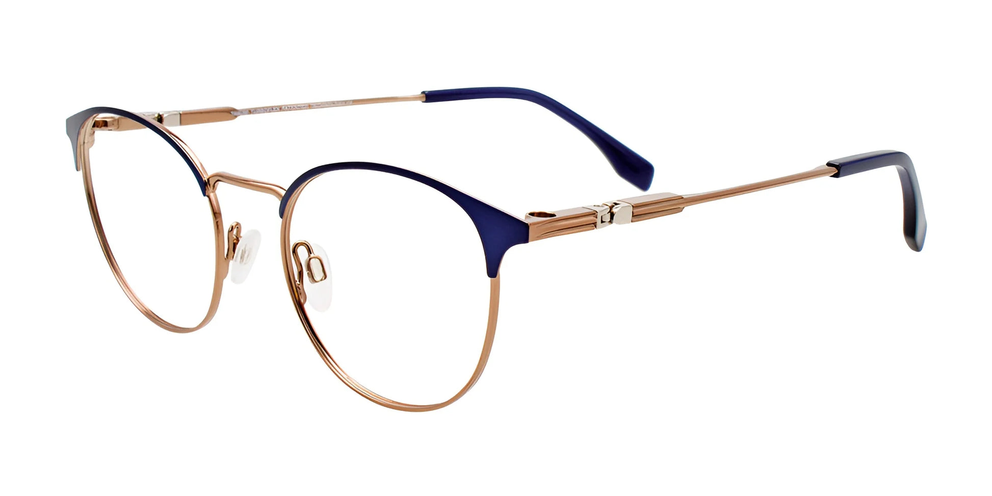 Takumi TK1190 Eyeglasses with Clip-on Sunglasses Blue & Pink Gold