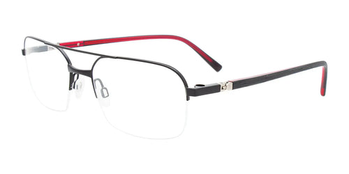 Takumi TK1194 Eyeglasses with Clip-on Sunglasses / Size 56 / Satin Black/Red