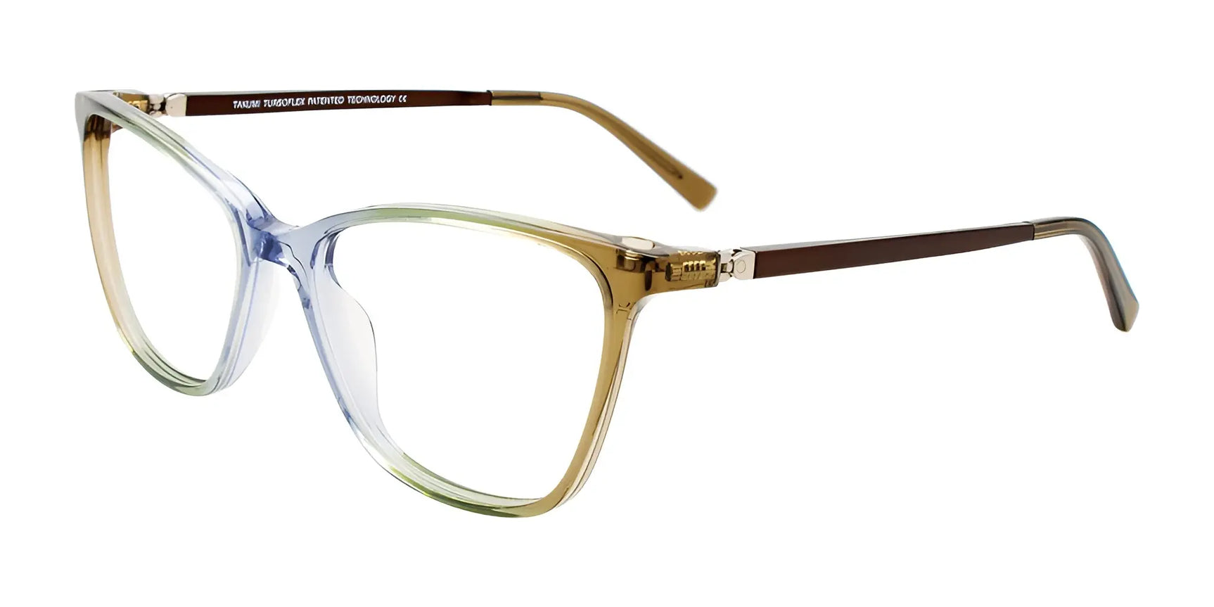 Takumi TK1197 Eyeglasses with Clip-on Sunglasses Gradient Blue & Green & Brown / Brown