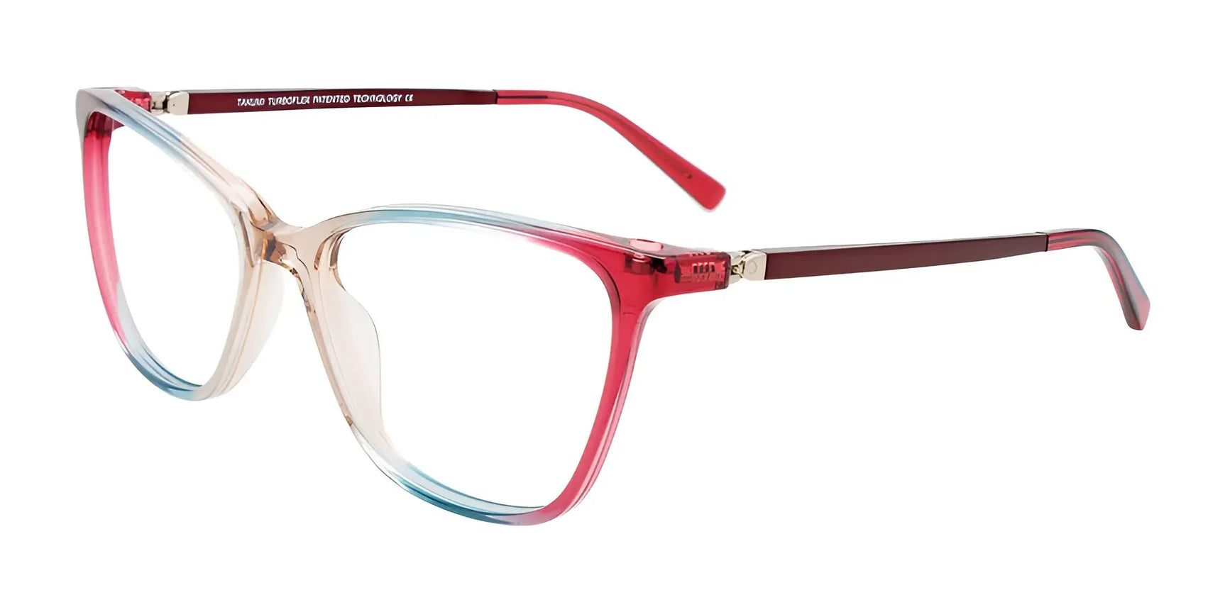 Takumi TK1197 Eyeglasses with Clip-on Sunglasses Gradient Beige & Teal & Strawberry / Red