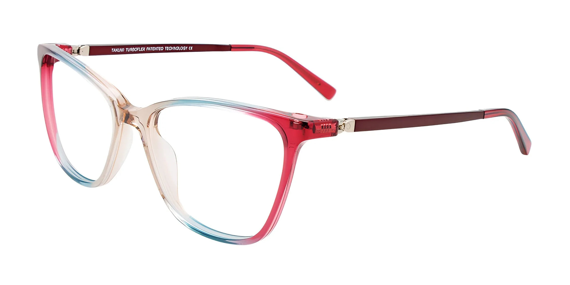 Takumi TK1197 Eyeglasses with Clip-on Sunglasses Gradient Beige & Teal & Strawberry / Red