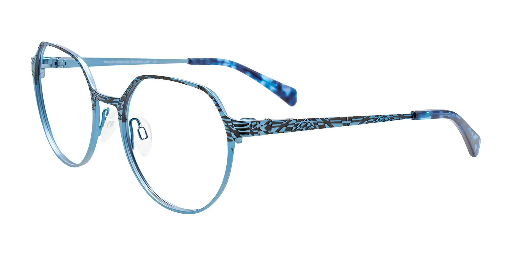 Takumi TK1203 Eyeglasses with Clip-on Sunglasses Light Blue & Black