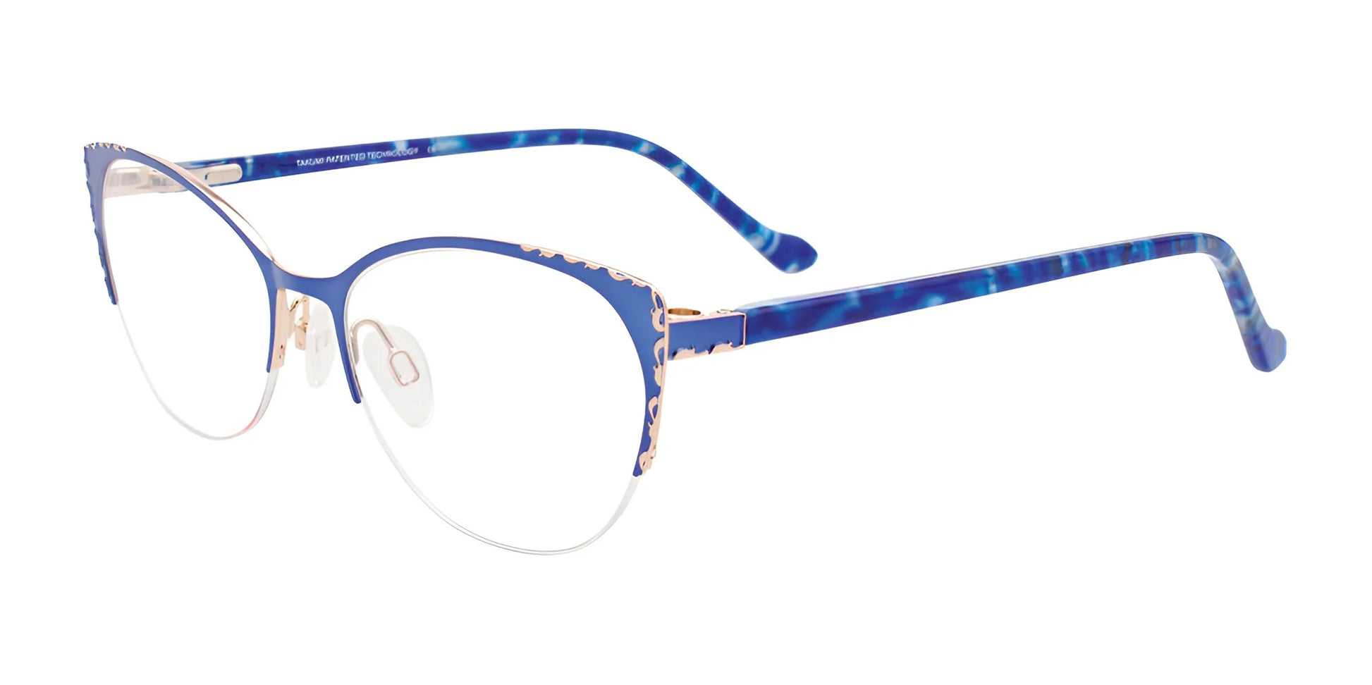 Takumi TK1204 Eyeglasses with Clip-on Sunglasses St Bl & Sh Pnk Gld / Bl Tort