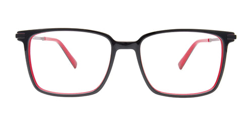Takumi TK1206 Eyeglasses with Clip-on Sunglasses / Size 55 / Black & Red