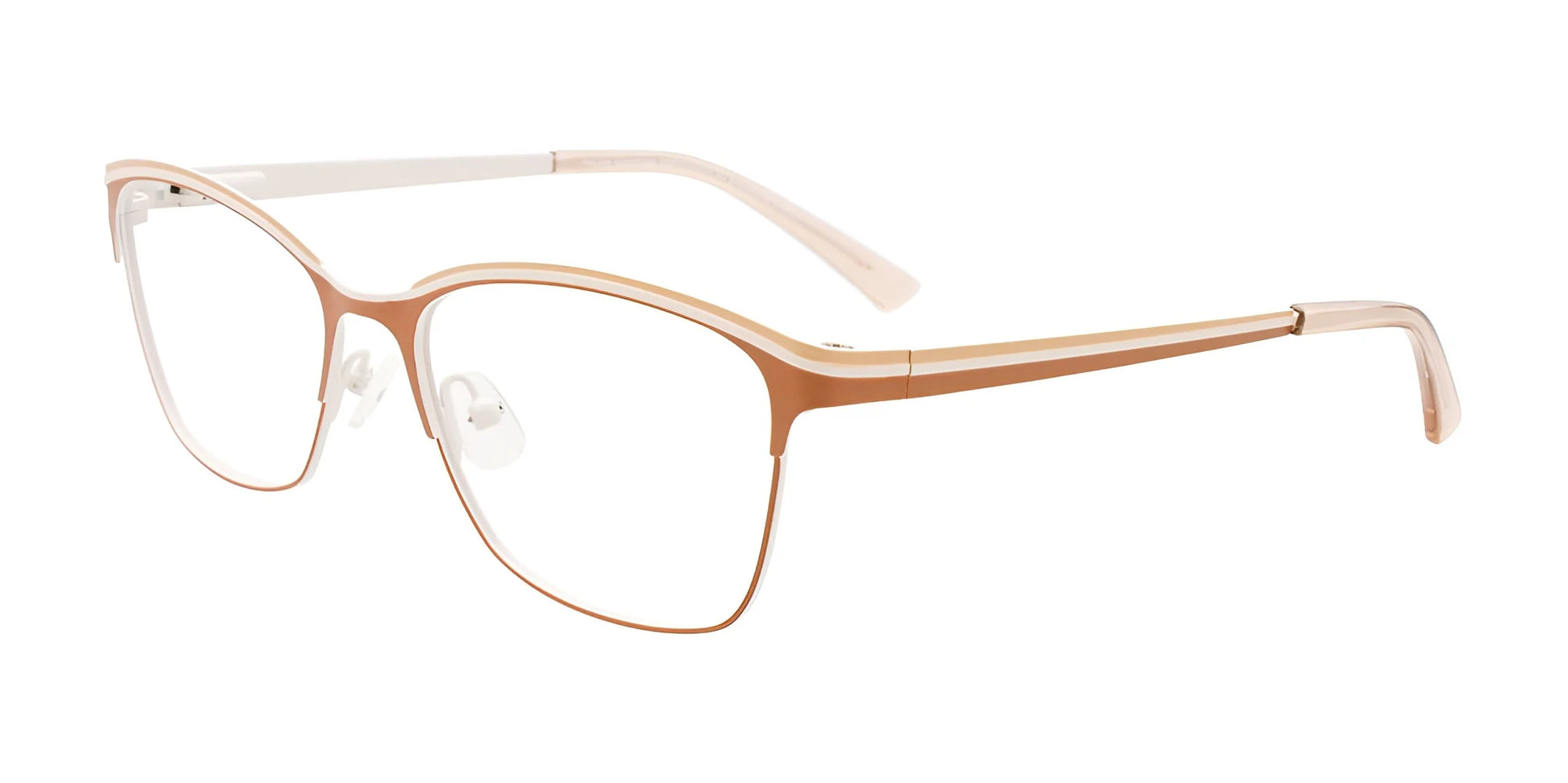 Takumi TK1207 Eyeglasses with Clip-on Sunglasses Brown & Beige