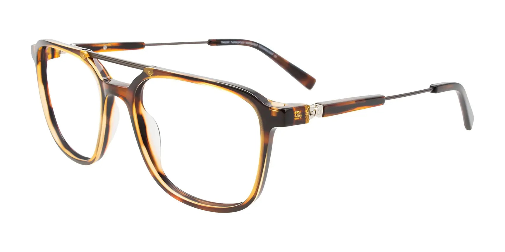 Takumi TK1209 Eyeglasses with Clip-on Sunglasses Brown Havanna & Steel