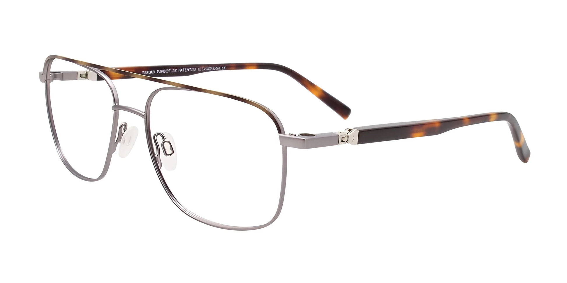 Takumi TK1215 Eyeglasses with Clip-on Sunglasses Steel & Brown Tortoise