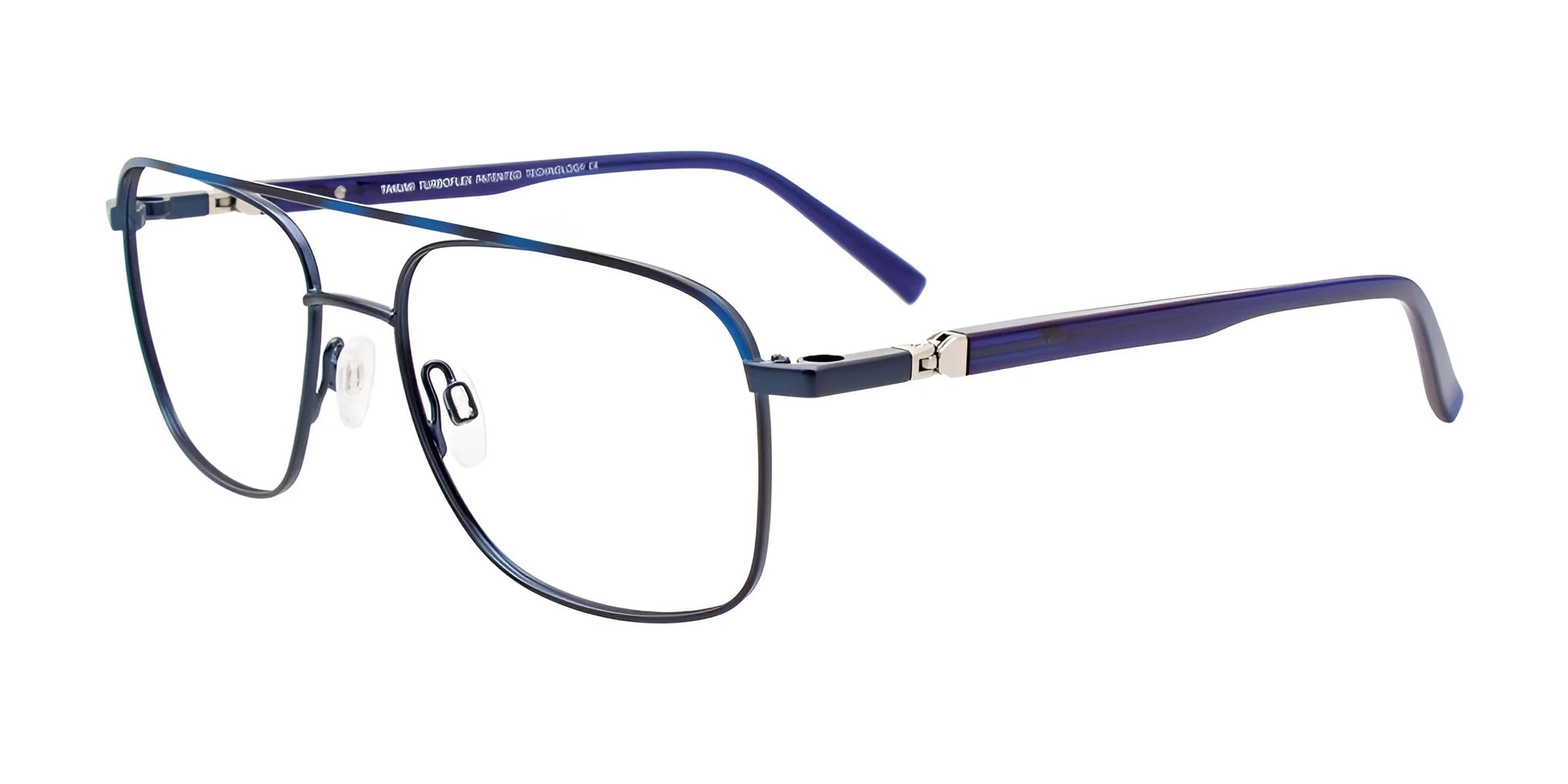 Takumi TK1215 Eyeglasses with Clip-on Sunglasses Blue & Blue Tortoise